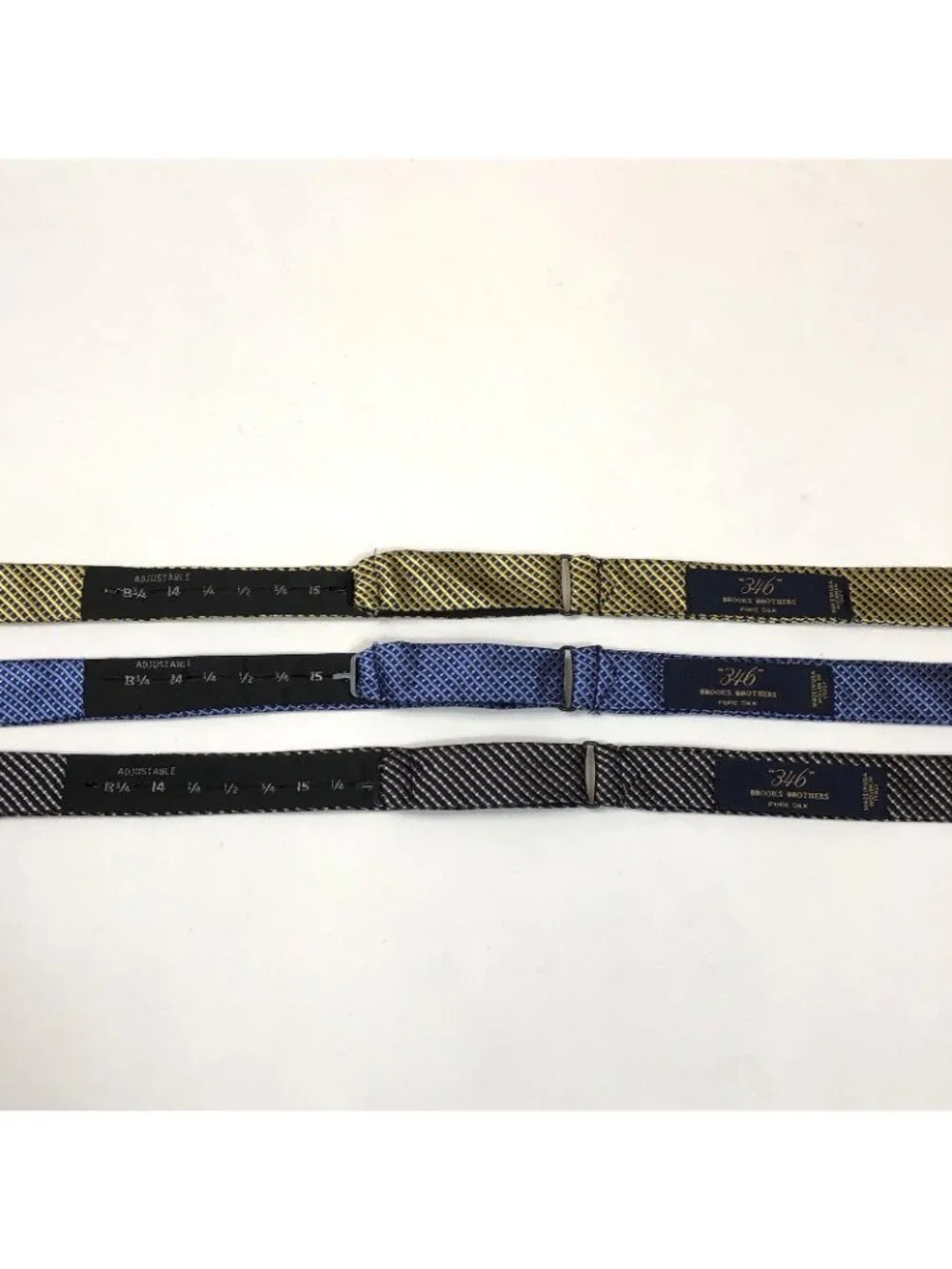 Brooks Brothers 346 Set of 3 Silk Bow Tie Adjustable Made in USA